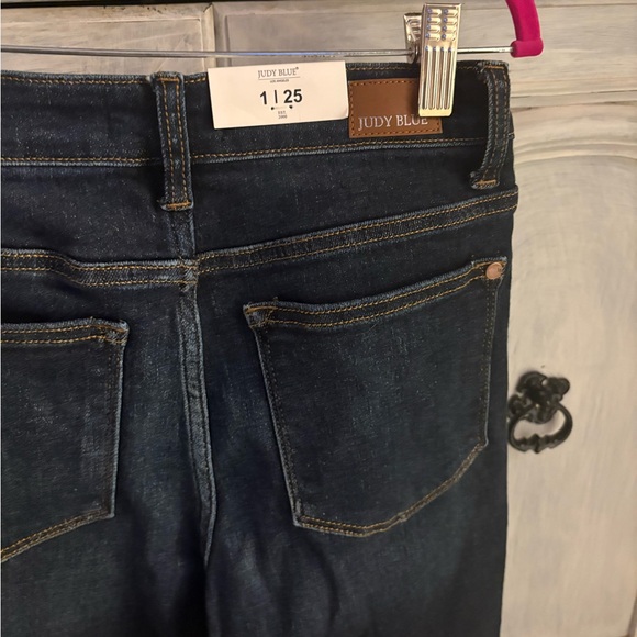 Judy Blue Dark High Rise Wide Leg Jeans Cropped Stretch Flattering Tummy Control - Picture 11 of 11
